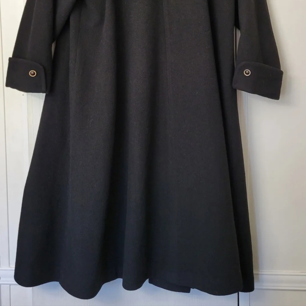 VTG Preston & York Dillards Long Wool Coat UNITE USA Black Size 10 Gold Buttons - Picture 5 of 13